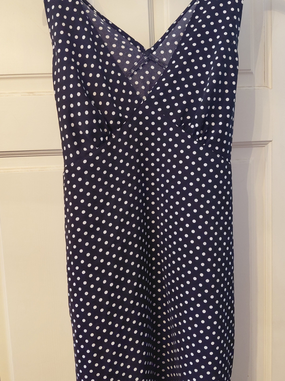 Polka Dot Navy Tie Back Dress SZ L